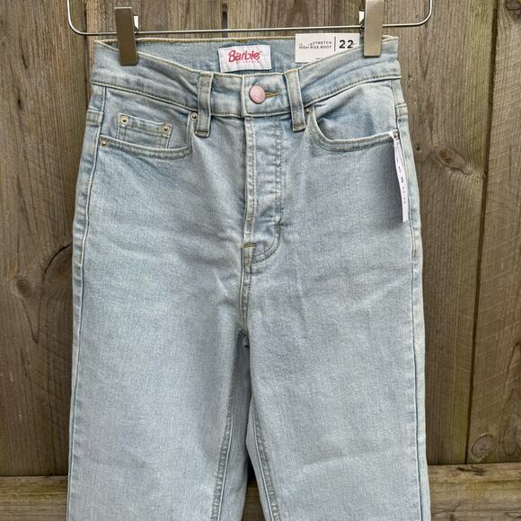 Barbie X PacSun Jeans Stretch High Rise Bootcut Denim Light Blue Size 22 NWT - Picture 3 of 9